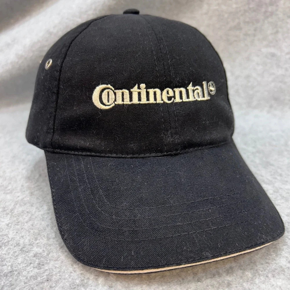 Continental Logo Mens Black Headshots Hat Adjustable Baseball Cap OSFM